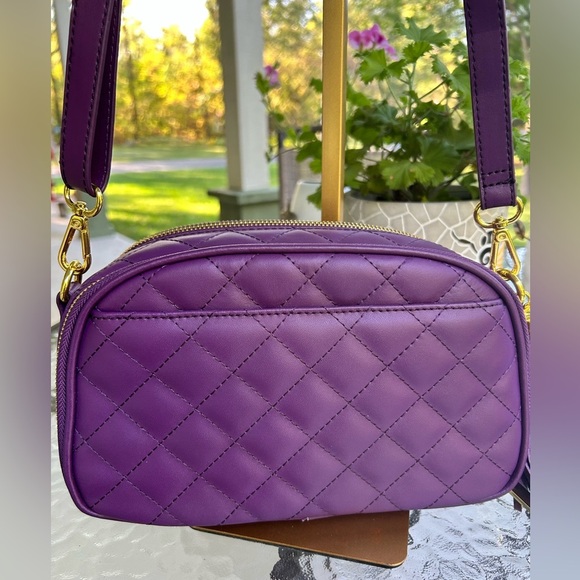 NWOT- JOY& IMAN Chic Purple Quilted Crossbody Bag - Picture 3 of 7